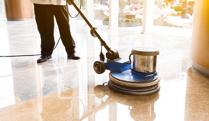 Floor cleaning with polishing machine Floor cleaning with polishing machine