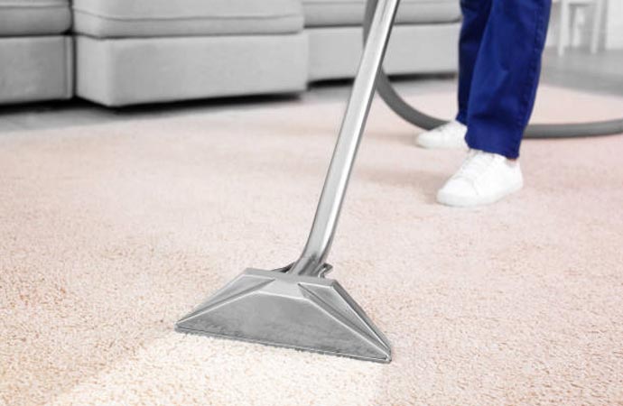 A professional carpet deodorizing service in action.