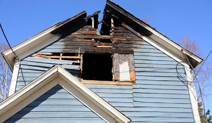 fire damaged house